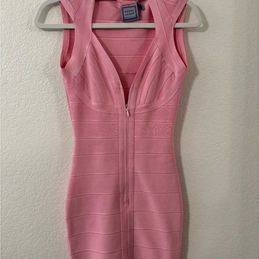 Herve Leger Pink Bandage Mini Dress